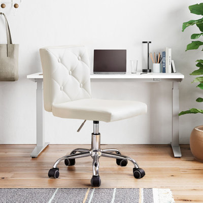 Chaise de bureau blanche sans accoudoirs Lavdi