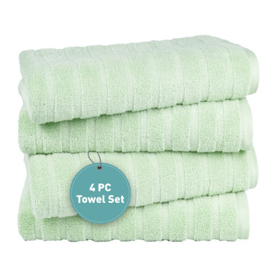  Quick Dry 4 Pc Bath Towels, 100% Cotton, Lightweight, Soft, Absorbent, Bathroom Towels, 4 Bath 27"x54"