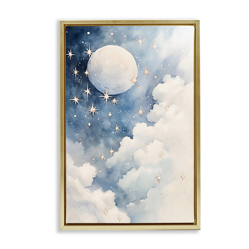Nuit étoilée avec cadre flottant Dreamy Clouds, design Creative Studio, H 25 po x l 17 po, Cadre flottant métallique doré