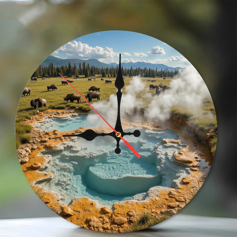 Yellowstone Bison Hot Springs Landscape Photo Print