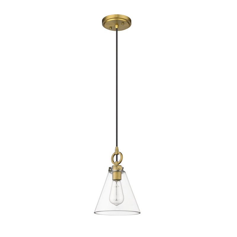 Luminaire suspendu 1 lumière Pays de Galles, Laiton frotté, H 121,5 po x l 8 po x P 8 po