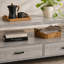 Meuble télé, meuble multimédia avec tiroirs de rangement, stratifié gris avec métal noir-55520768