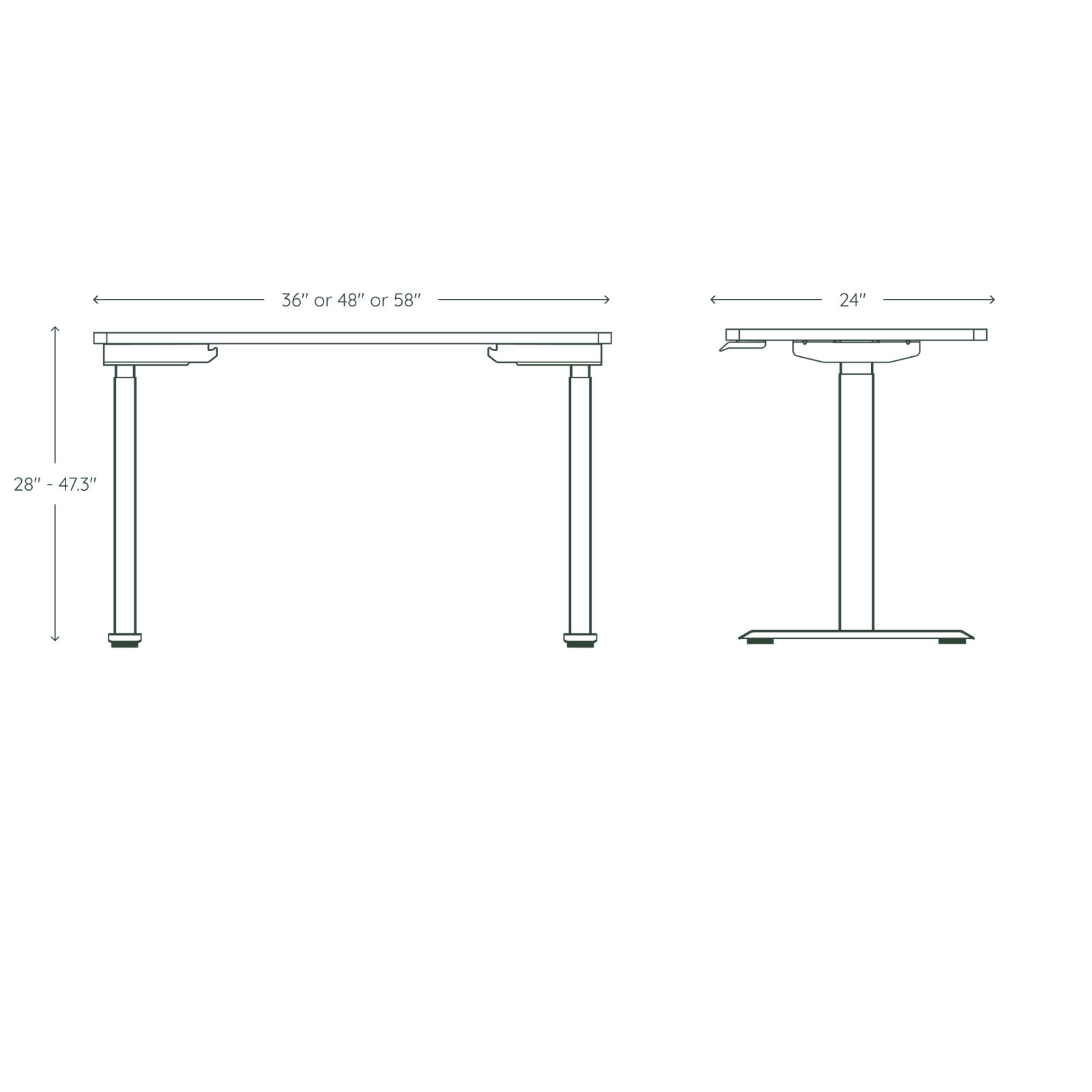 Duo Standing Desk, Charcoal, Woodgrain, 47.3" H x 48" W x 24" D