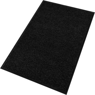 Tapis d'entrée noir en caoutchouc à profil bas pour l'intérieur et l'extérieur