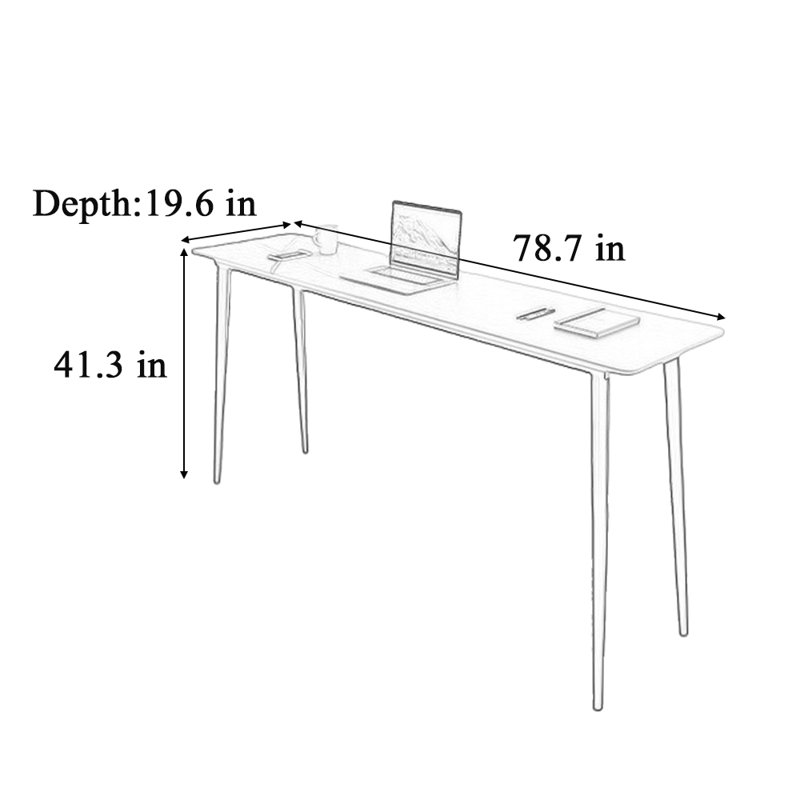 Table de bar de style simple, H 41,3 po x L 19,6 po x l 78,7 po