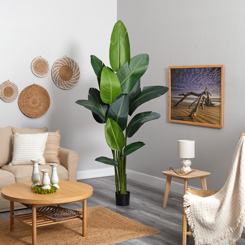 Faux Palm Tree in Planter, 84"H x 30"W x 15"D