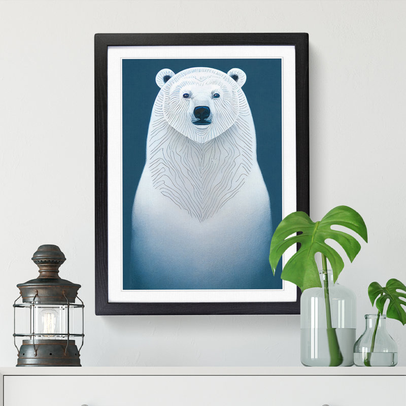 FRM-V0523-1883X Polar Bear - Picture Frame Print, Oak, 34cm H x 25cm W x 2cm D