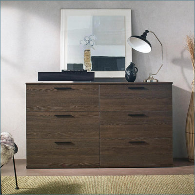 Commodes: commode à six tiroirs Morgan Farmhouse | Espresso | Bois massif