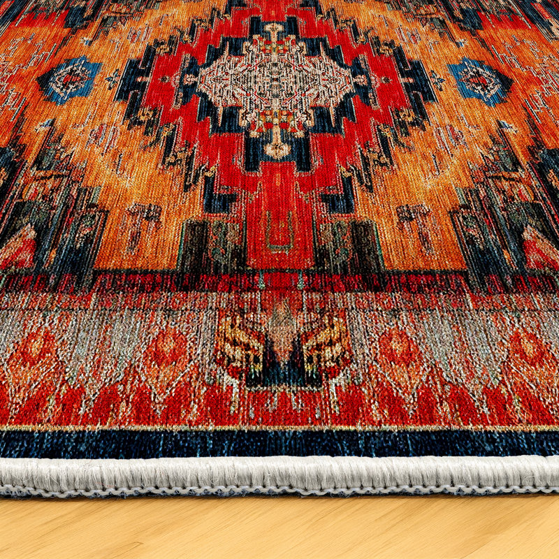 Nomad Spirit Collection Digital Print Cotton-Polyester Blend Rug – Red, Runner 2'8" x 16'5"