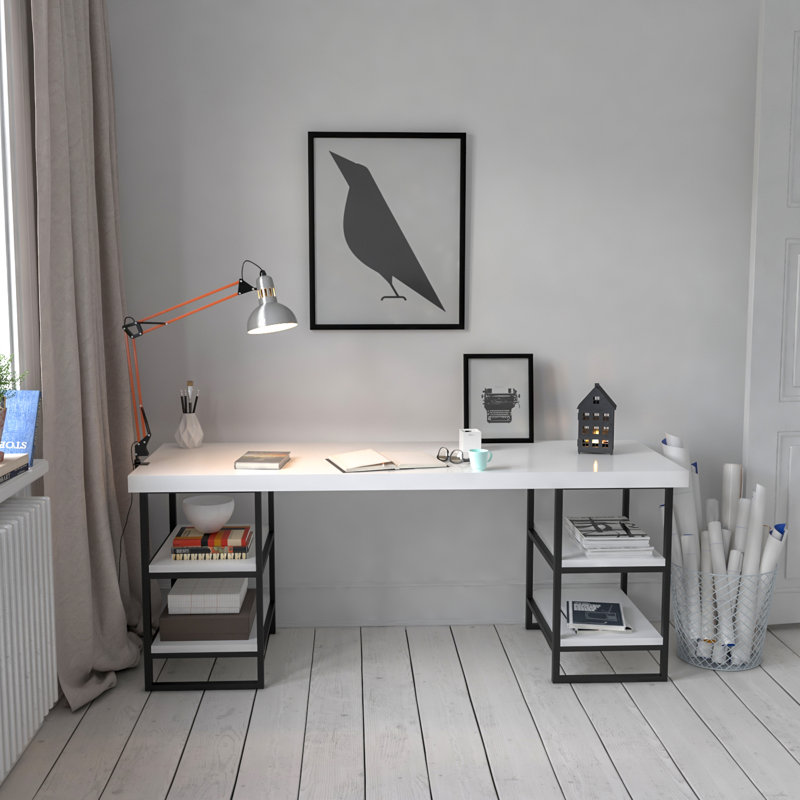 Bureau d'écriture et d'ordinateur, Blanc