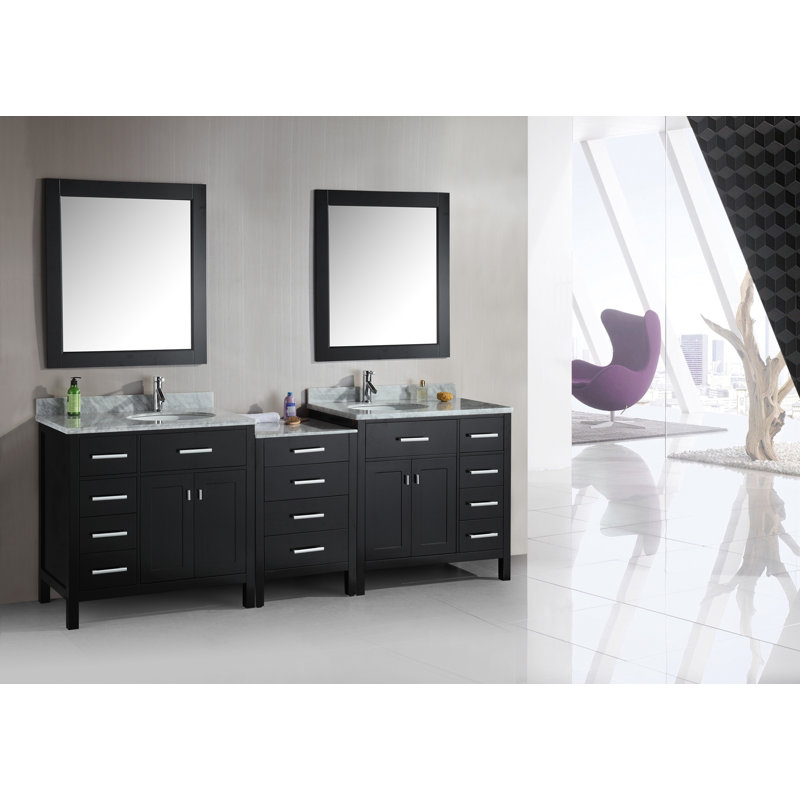 Ensemble de meuble-lavabo de salle de bain double 92 po avec miroir Carrasquillo, Espresso