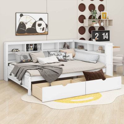 Daira Wooden with 2 Drawers, Shelf and USB Charging Ports