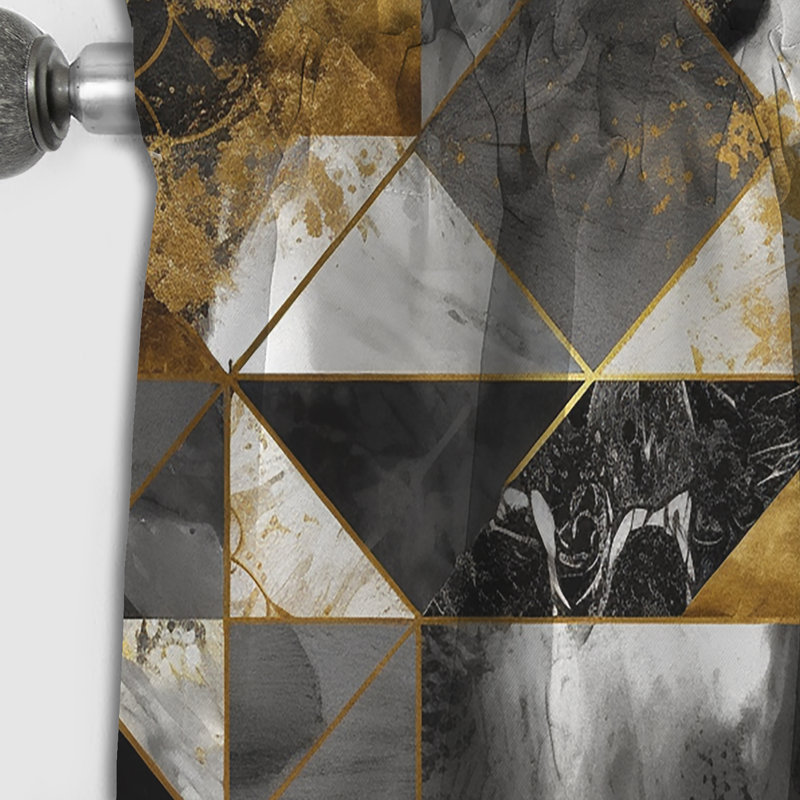 Exploration de la symétrie abstraite dorée III - Rideau occultant géométrique abstrait - 1 panneau, L 52 po x L 90 po