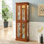 Cabinet Curio avec tablettes réglables et panneau arrière en miroir, portes en verre trempé (noyer, 6 niveaux)-125535440