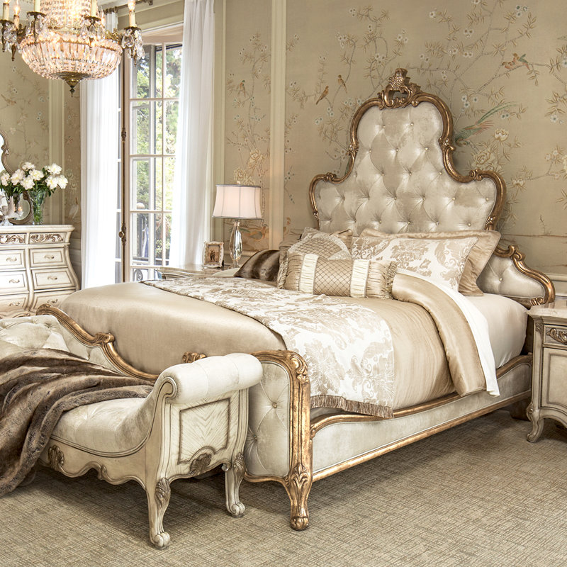 Upholstered Scalloped Bed, Champagne, Queen