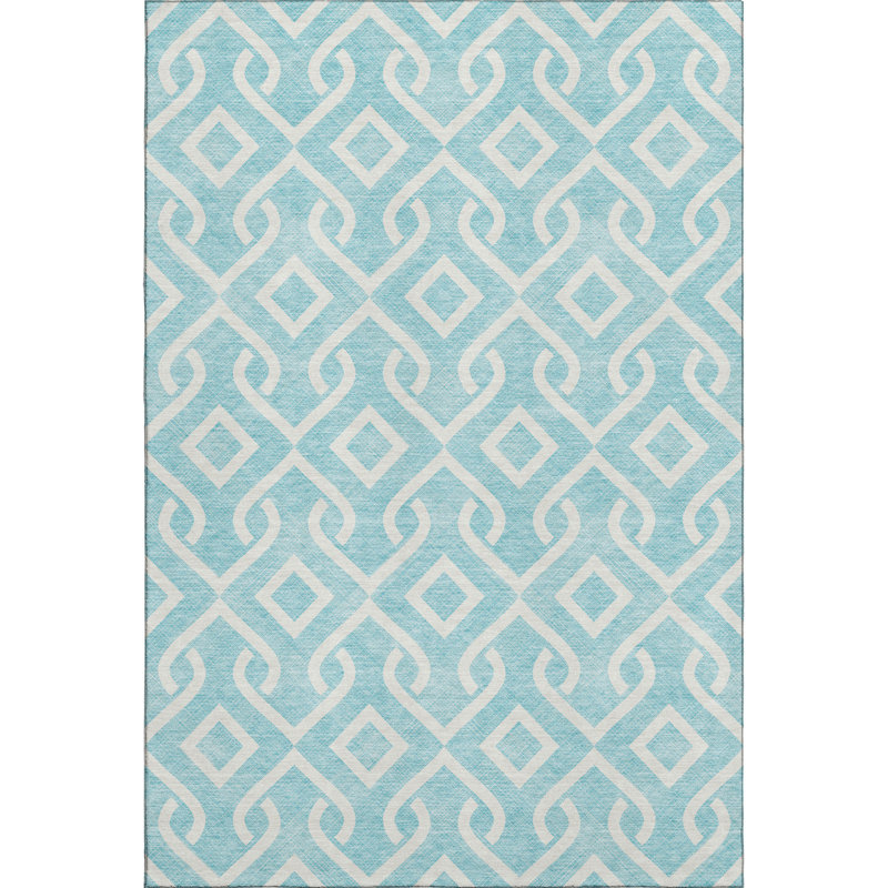 Premium Machine Washable Cerrito Aqua Rug, Rectangle 2'6" x 3'10"