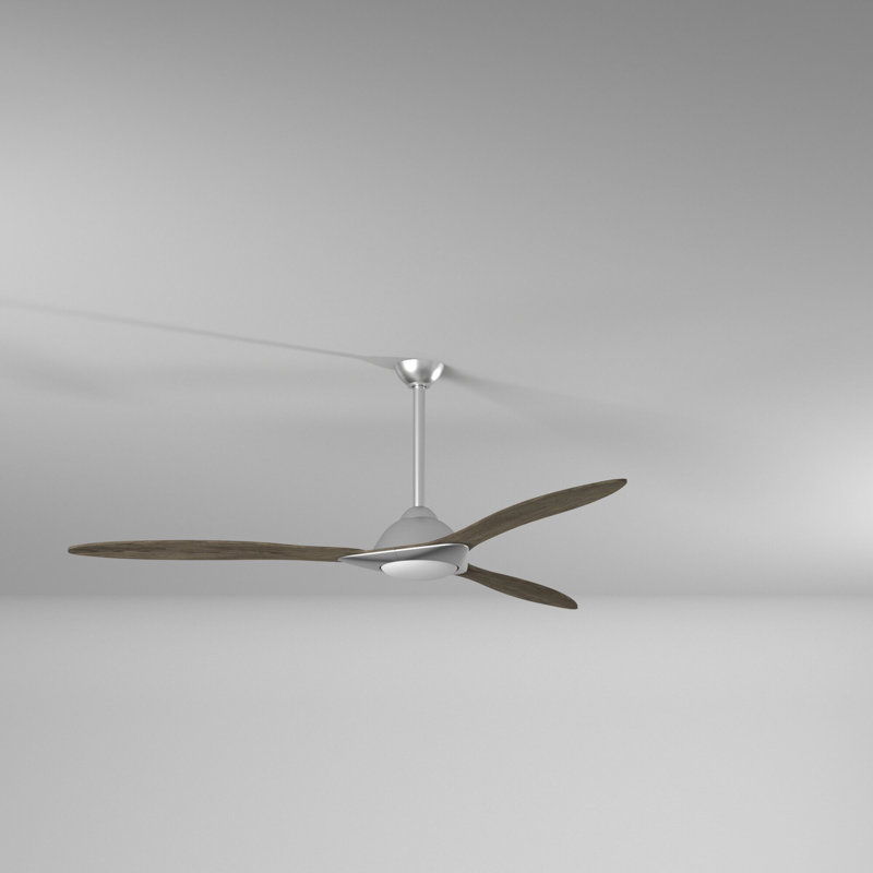 60" Sleek 3 - Blade LED Smart Standard Ceiling Fan with Remote Control and Light Kit Included, Silver/Gray