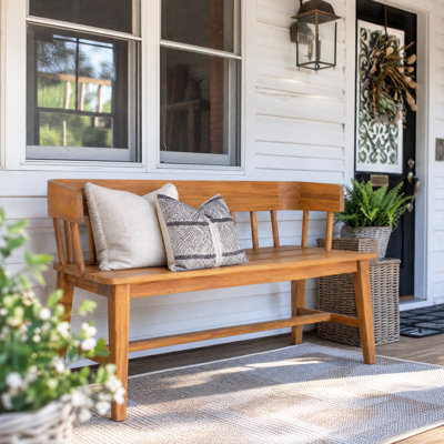 Banc d'extérieur en bois d'acacia Sorell Modern Coastal