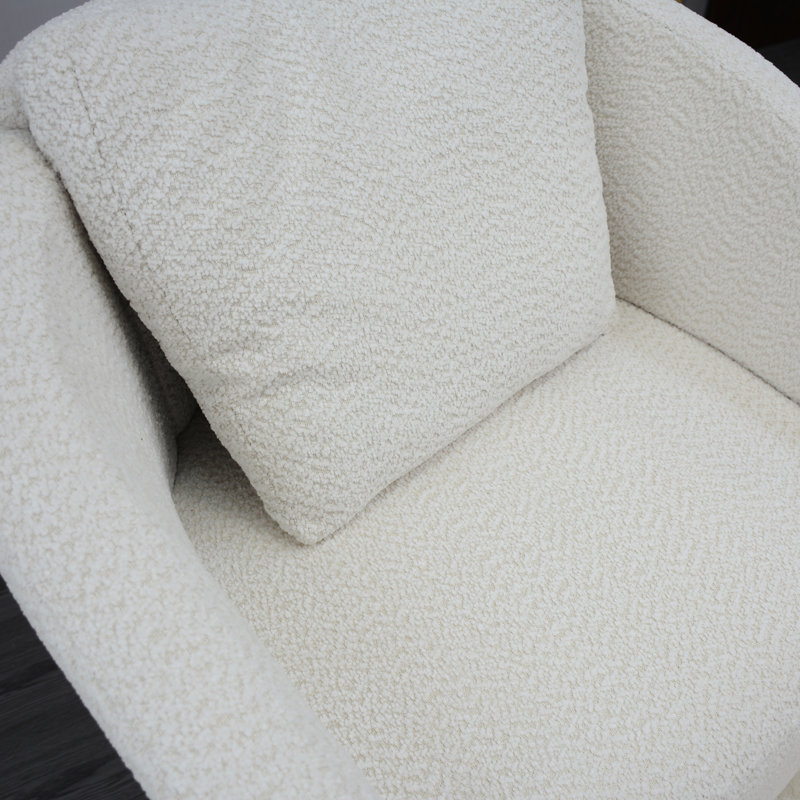 Chaise d'appoint pivotante 360 avec dossier rembourré, siège d'appoint rotatif beige, fauteuil en velours A Chic Home Decor