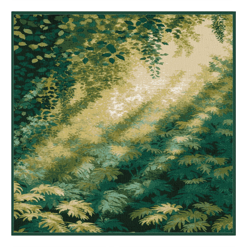 Machine Washable Nature Green Area Rug, Square 4'