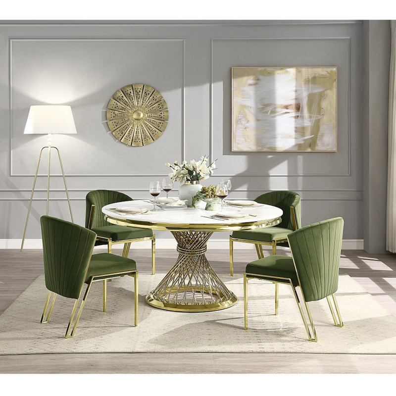 Chaise d'appoint rembourrée Fallon, Vert, Or