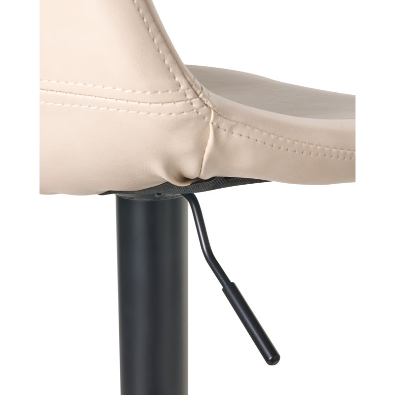 Swivel Upholstered and Faux Leather Adjustable Height Bar Stool, Beige