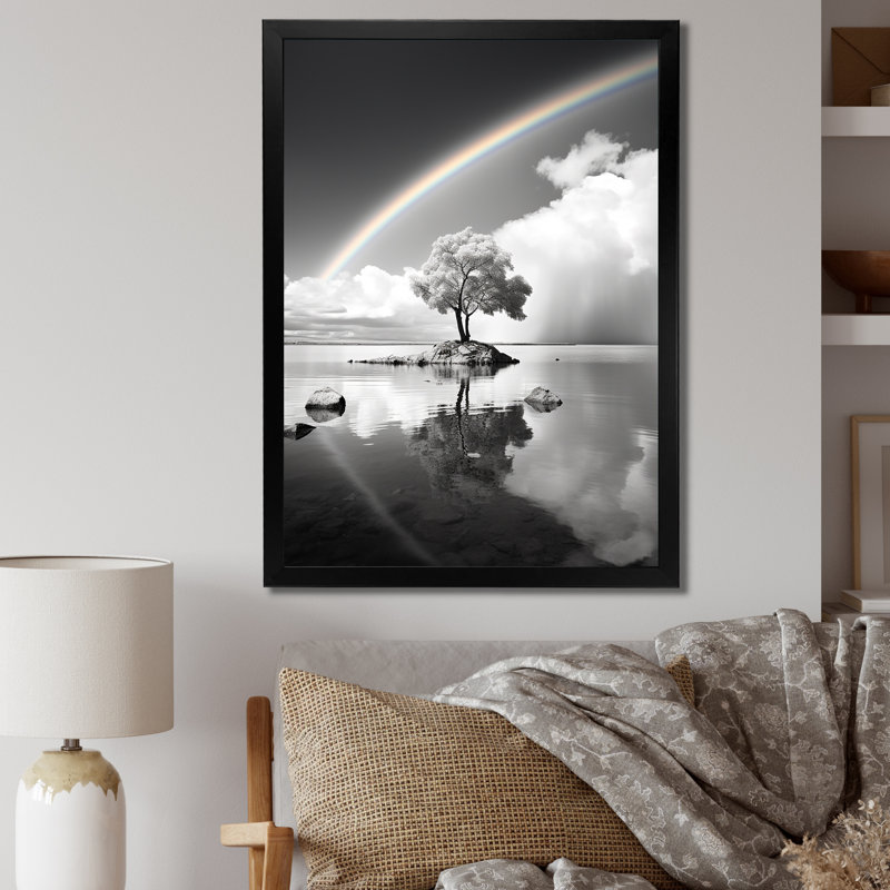 " Rainbow Grayscale Arc Over Tree I ", Black Picture Framed, 20" H x 12" W x 1" D