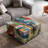 Reverse Printed Beveled Art Glass Cocktail Table Single Coffee Table