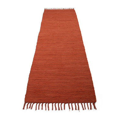 Chindi Uni Solid Colour Hand Crafted Hand Braided Orange Area Rug