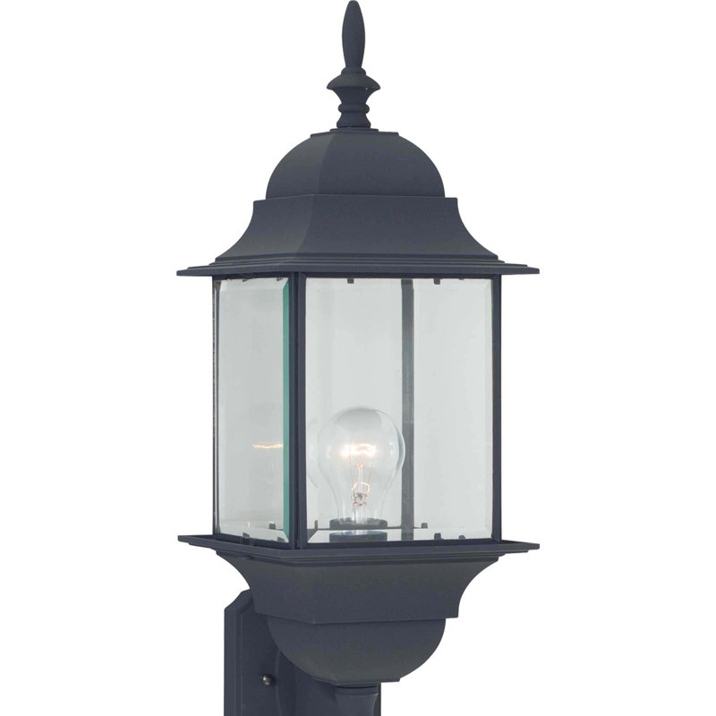Cocuzzo 1-Light Outdoor Cast Aluminum Black Wall Mount Wall Sconce Wall Lantern with Clear Beveled Glass, Black