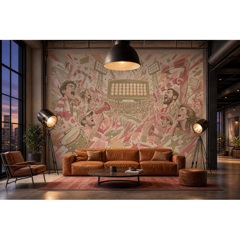 Panneau d'affichage mural Sports Stadium, 120 po x 96 po, Peler et coller