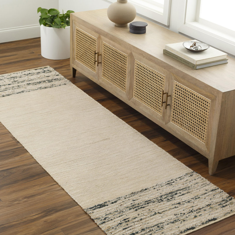 Striped Indoor Rug, Runner 2'6" x 8', Light Camel