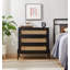 Armoire de rangement en rotin avec 3 grands tiroirs, commode de table de chevet Boho