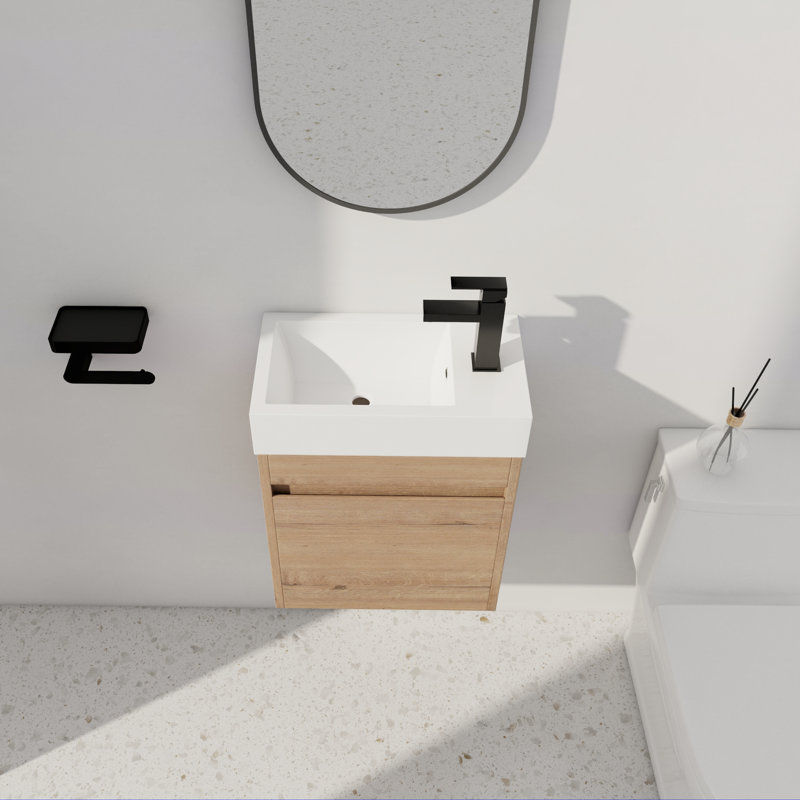  Ensemble de meuble-lavabo mural simple 18 po avec plateau en résine Argylle