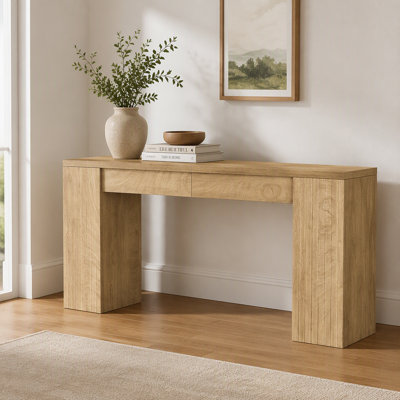 Console de 79 po extra longue, table de canapé étroite derrière le canapé, table d'entrée cannelée pour le salon et le couloir