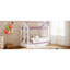 Lits jumeaux avec lit gigogne de rangement, bois de pin en MDF, chambre moderne blanche et violette-1401407281