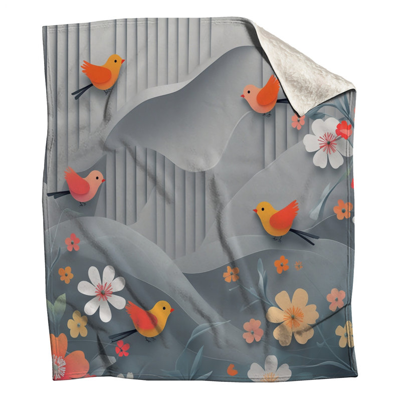 Couvertures en papier découpées de fleurs d'oiseaux, L 60 po x H 80 po