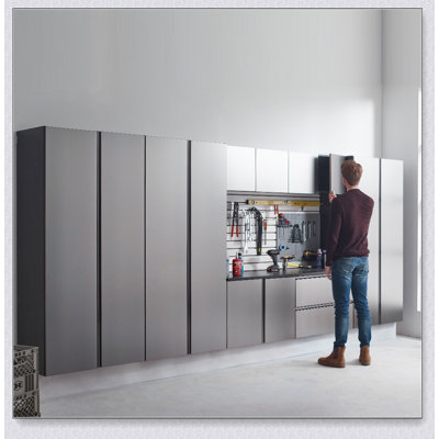 Nova Series Wood Base Drawer Wall Mounted Garage Cabinet in Metallic Grey