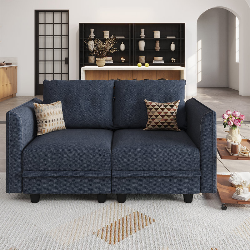 Causeuse avec rangement Tomario, Polyester bleu