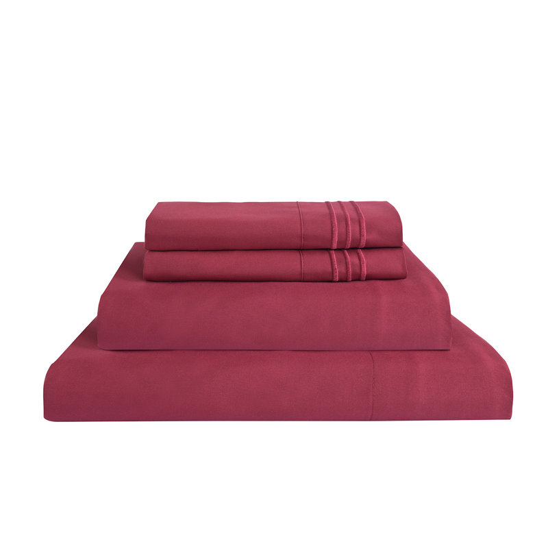 D-BSS4-E-20220419 Microfiber Sheet Set, Full Sheet Set + 1 Fitted Sheet + 2 Pillowcases, Burgundy