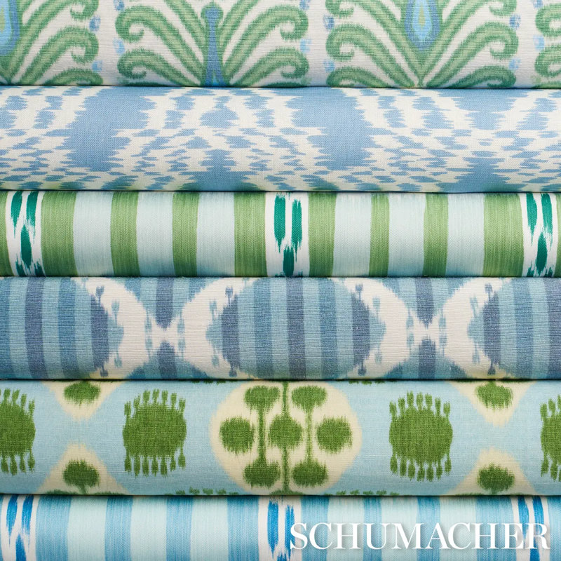 Bukhara Ikat Fabric, Sky And Aqua