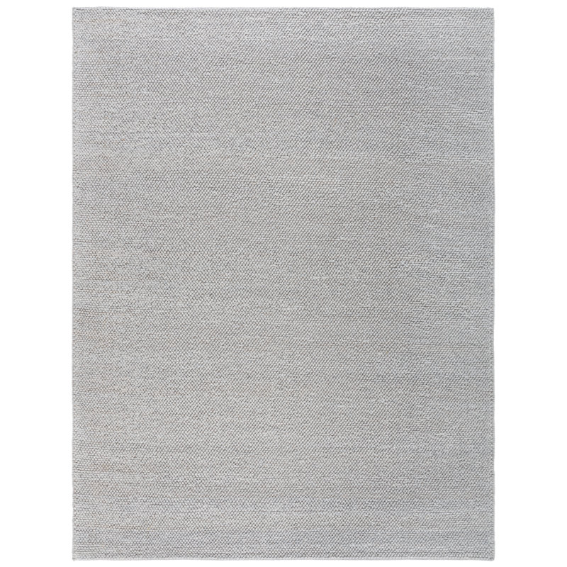 Almus Handmade Tufted Wool Silver Area Rug, Rectangle 8' x 10'