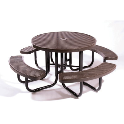 COATEDOUTDOORFURNITURE 46In Round Picnic Table, Punched, Brown
