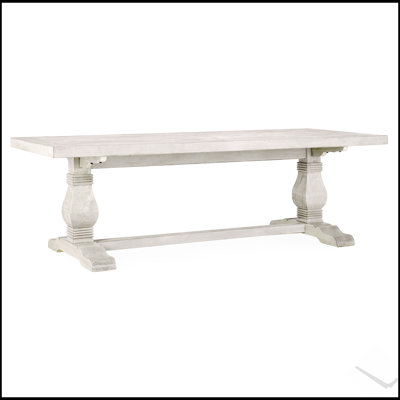 Table de salle à manger Caleb de 94 pouces en ivoire vieilli, spacieuse et durable pour les réunions de famille élégantes et les réceptions.