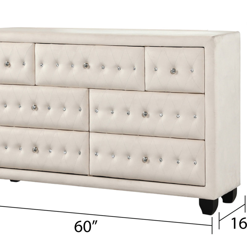 Commode capitonnée à 7 tiroirs Sophia