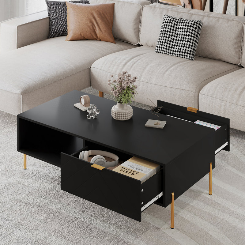 Table basse Mid-Century moderne avec tiroirs doubles