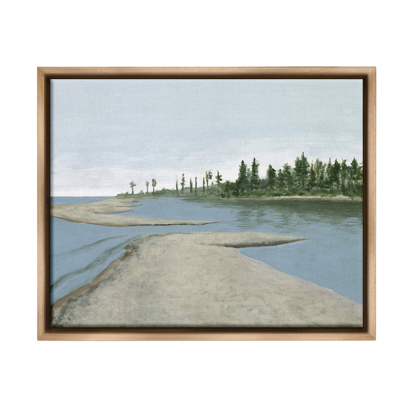 «Lake Waterfront Scenery Floater Frame» par Michael Willett sur, H 17 po x l 21 po, Cadre flottant orme Montalcino