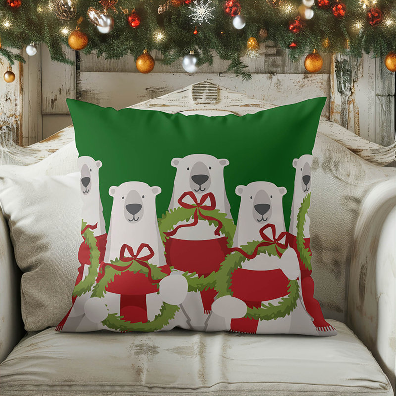 Coussin décoratif ours polaire, Vert