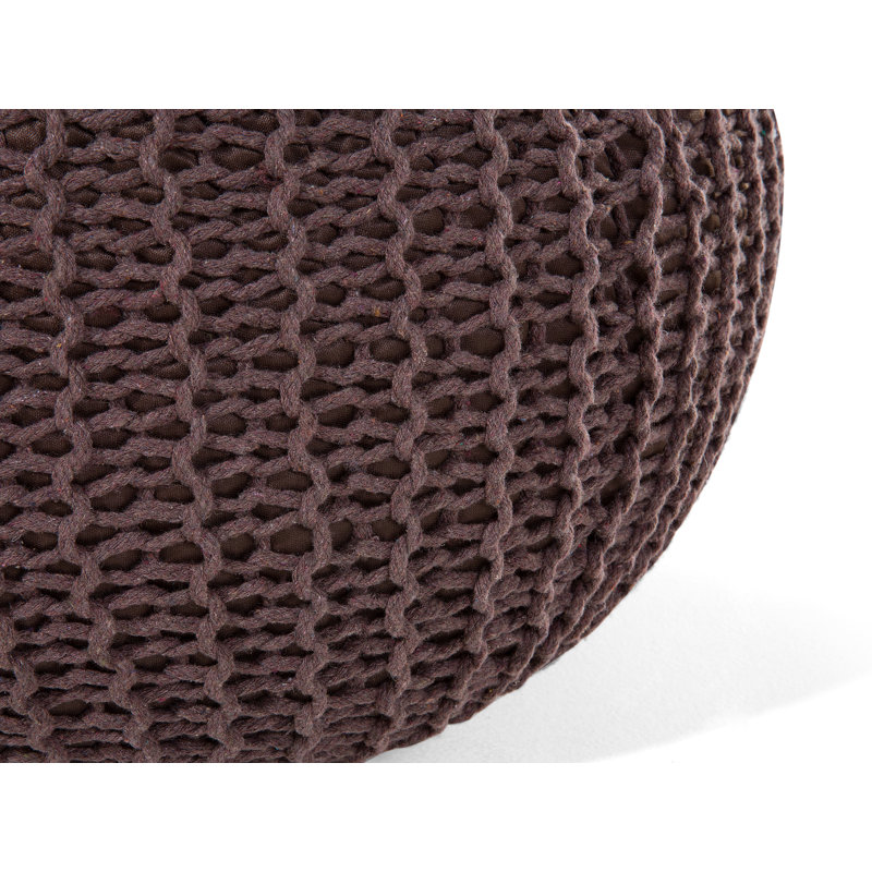 Arne 50cm Wide Round Pouf Ottoman, Brown