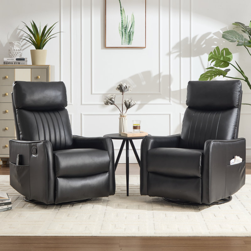 26.37" W Manual Swivel Rocker With Massage Heating, Black
